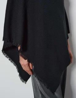 Discount Asymmetrischer Poncho BABIENE aus weichem Woll Mix Strick|Accessoires