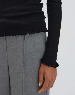 Outlet Feines Rippshirt KINARA Slim aus nachhaltigem Viskose Mix Shirts|Basics