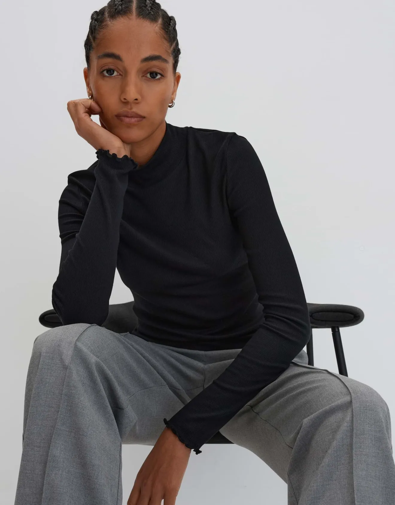 Outlet Feines Rippshirt KINARA Slim aus nachhaltigem Viskose Mix Shirts|Basics