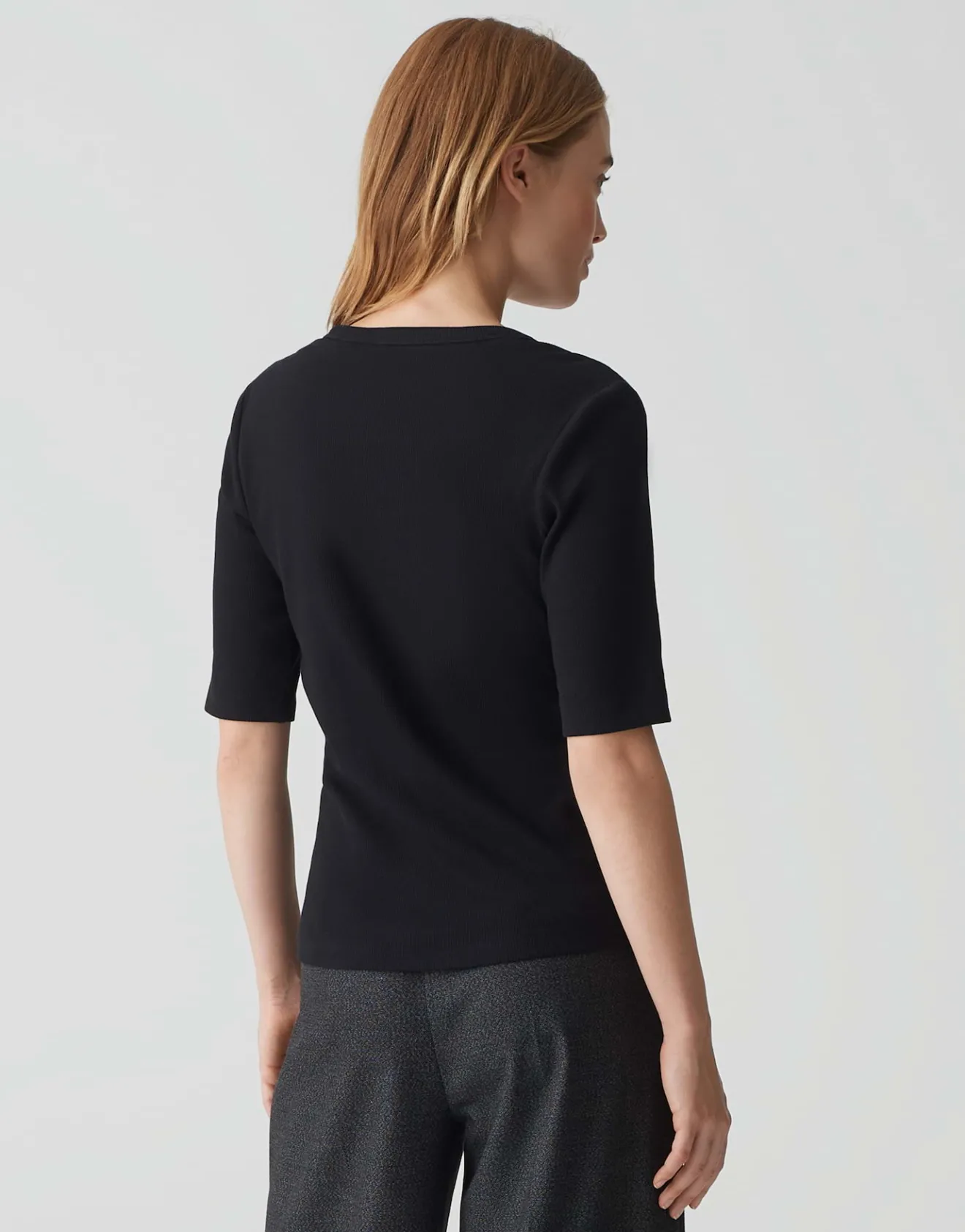 Best Feines Rippshirt SUSTAFA Slim aus BCI Cotton Mix Basics|Shirts