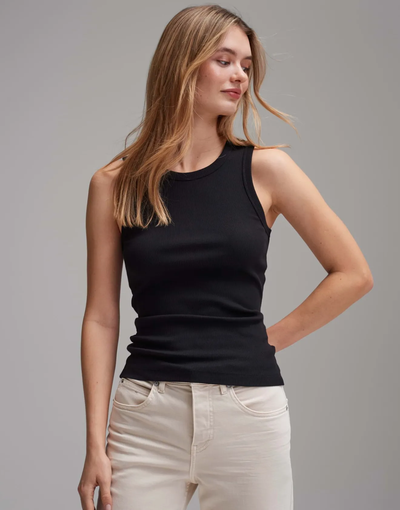 Online Geripptes Tanktop ILESSO Slim aus BCI Cotton Mix Basics|Shirts