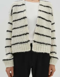 Shop Grobe Strickjacke TALVIA STRIPE Loose mit Wolle Strick