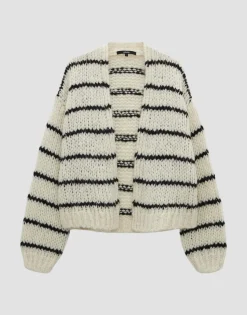 Shop Grobe Strickjacke TALVIA STRIPE Loose mit Wolle Strick
