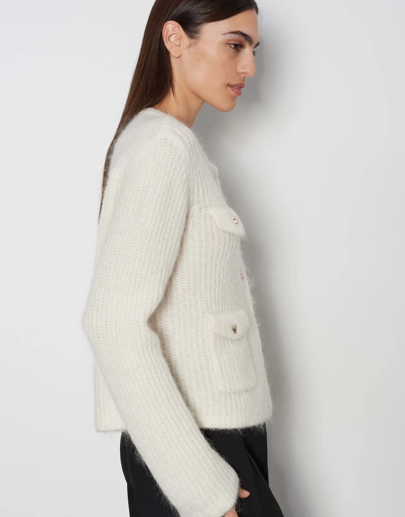 Cheap Grober Strickcardigan TINARA DETAIL mit Wolle und Mohair Strick
