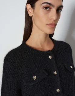 Cheap Grober Strickcardigan TINARA DETAIL mit Wolle und Mohair Strick