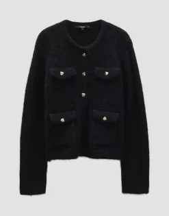 Cheap Grober Strickcardigan TINARA DETAIL mit Wolle und Mohair Strick