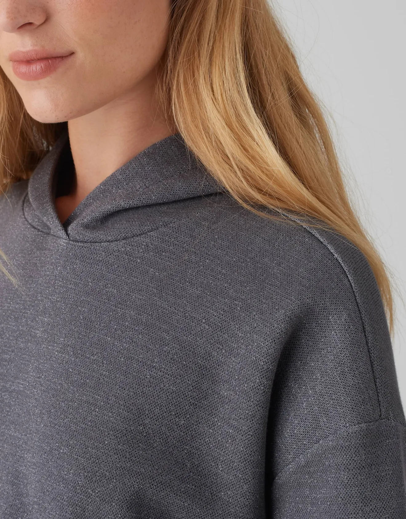 Cheap Hoodie GLITTERO Loose aus schimmerndem Baumwoll Mix Sweat