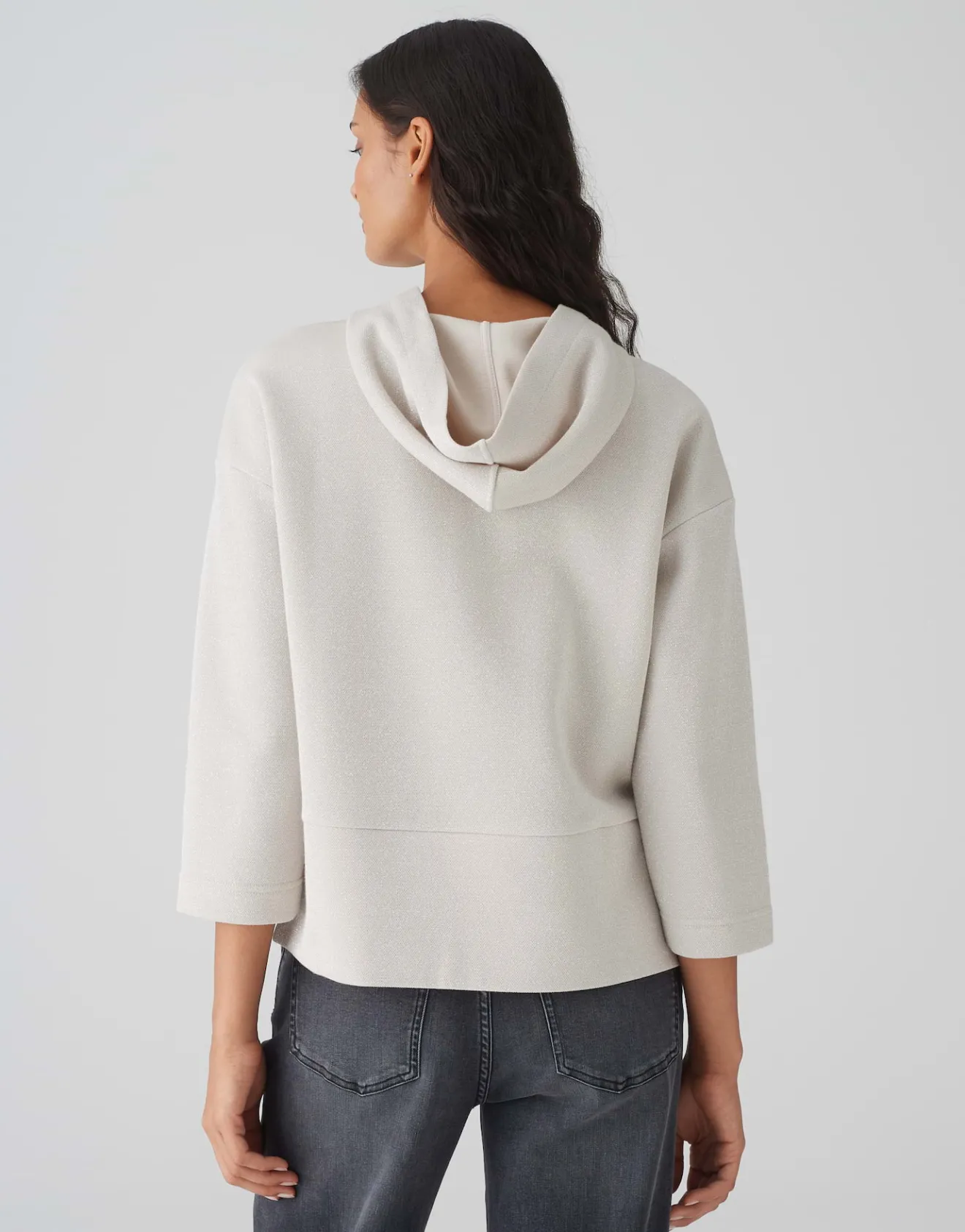 Clearance Hoodie GLITTERO Loose aus schimmerndem Baumwoll Mix Sweat