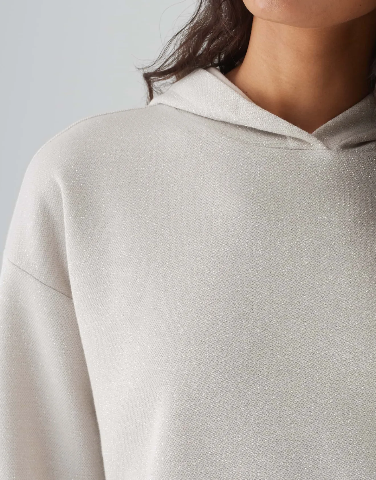 Clearance Hoodie GLITTERO Loose aus schimmerndem Baumwoll Mix Sweat
