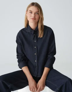 Store Jeansbluse FARILLA Boxy Fit mit abnehmbarer Schluppe Blusen