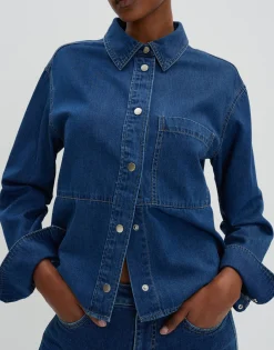 Clearance Jeansbluse ZAPIRA Loose aus nachhaltiger Baumwolle Blusen