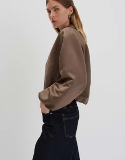 Clearance Kurzer Bomberblouson NORIEL Loose aus Satin Blazer & Westen