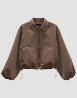 Clearance Kurzer Bomberblouson NORIEL Loose aus Satin Blazer & Westen