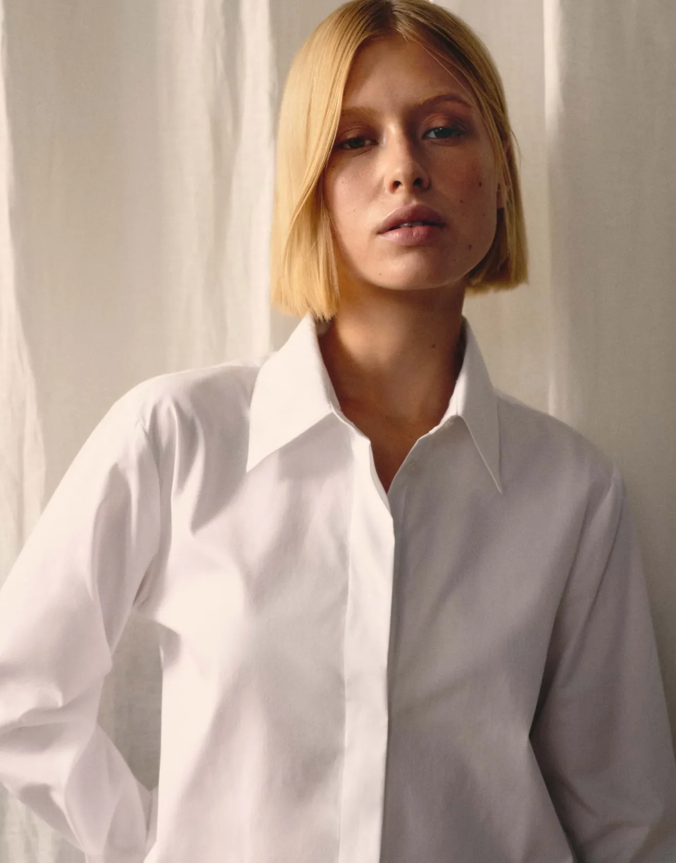 Cheap Langarmbluse ZANDRINA Loose aus Baumwollpopeline Blusen