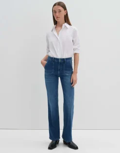 Best Sale Long Flared Jeans CARIE UTILITY Mid Rise aus stretchigem BCI Cotton Mix Jeans