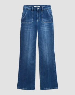 Best Sale Long Flared Jeans CARIE UTILITY Mid Rise aus stretchigem BCI Cotton Mix Jeans