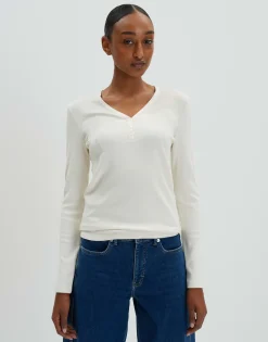 Clearance Longsleeve KINOLA Regular aus dezenter Rippstruktur Basics|Shirts