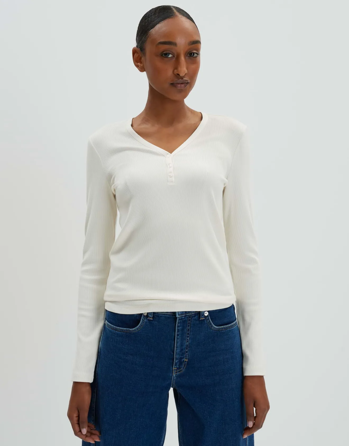 Clearance Longsleeve KINOLA Regular aus dezenter Rippstruktur Basics|Shirts