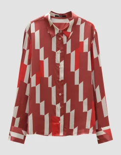 Fashion Printbluse ZINNOVA Loose in Satin Optik Blusen