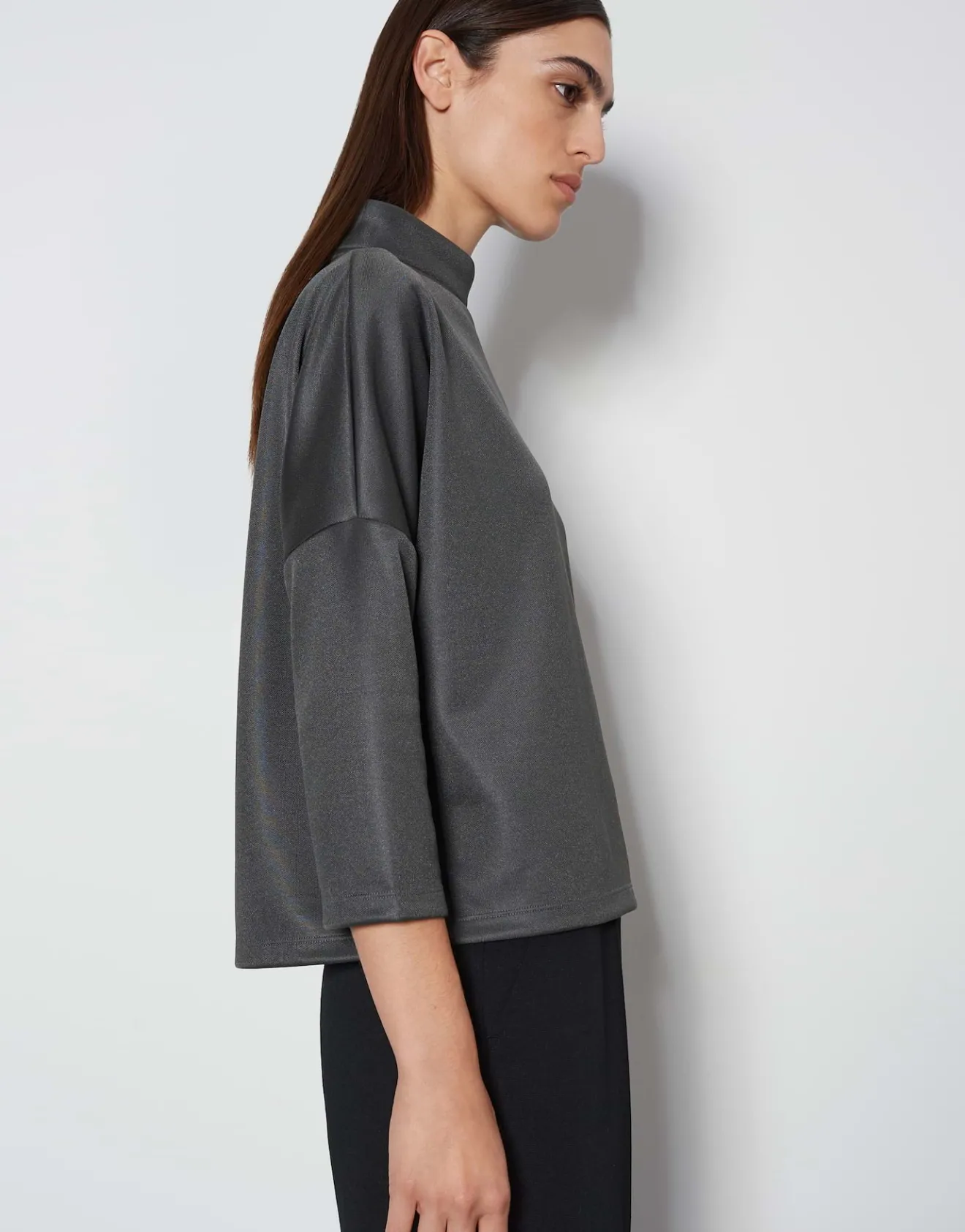 Cheap Rollkragenshirt KARITA Loose aus schimmerndem Piqué Stoff Shirts