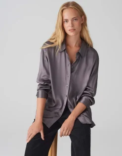 Online Satinbluse FENZY Loose aus fließender Viskose Blusen
