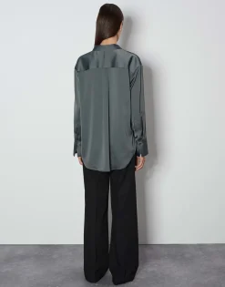 Cheap Satinbluse ZANZA Loose im Oversize Stil Blusen