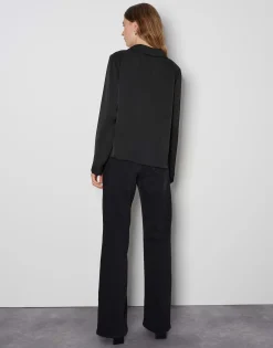 Discount Satinbluse ZARIANA Loose mit Revers Blusen