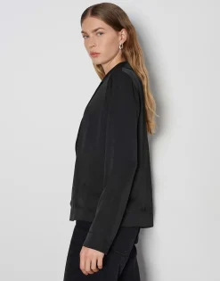 Discount Satinbluse ZARIANA Loose mit Revers Blusen