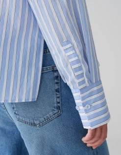 Clearance Streifenbluse FOKIA Loose aus leichtem Baumwoll Mix Blusen