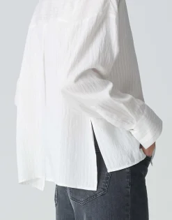 Cheap Streifenbluse FREDI Boxy Fit aus Modal Mix Blusen