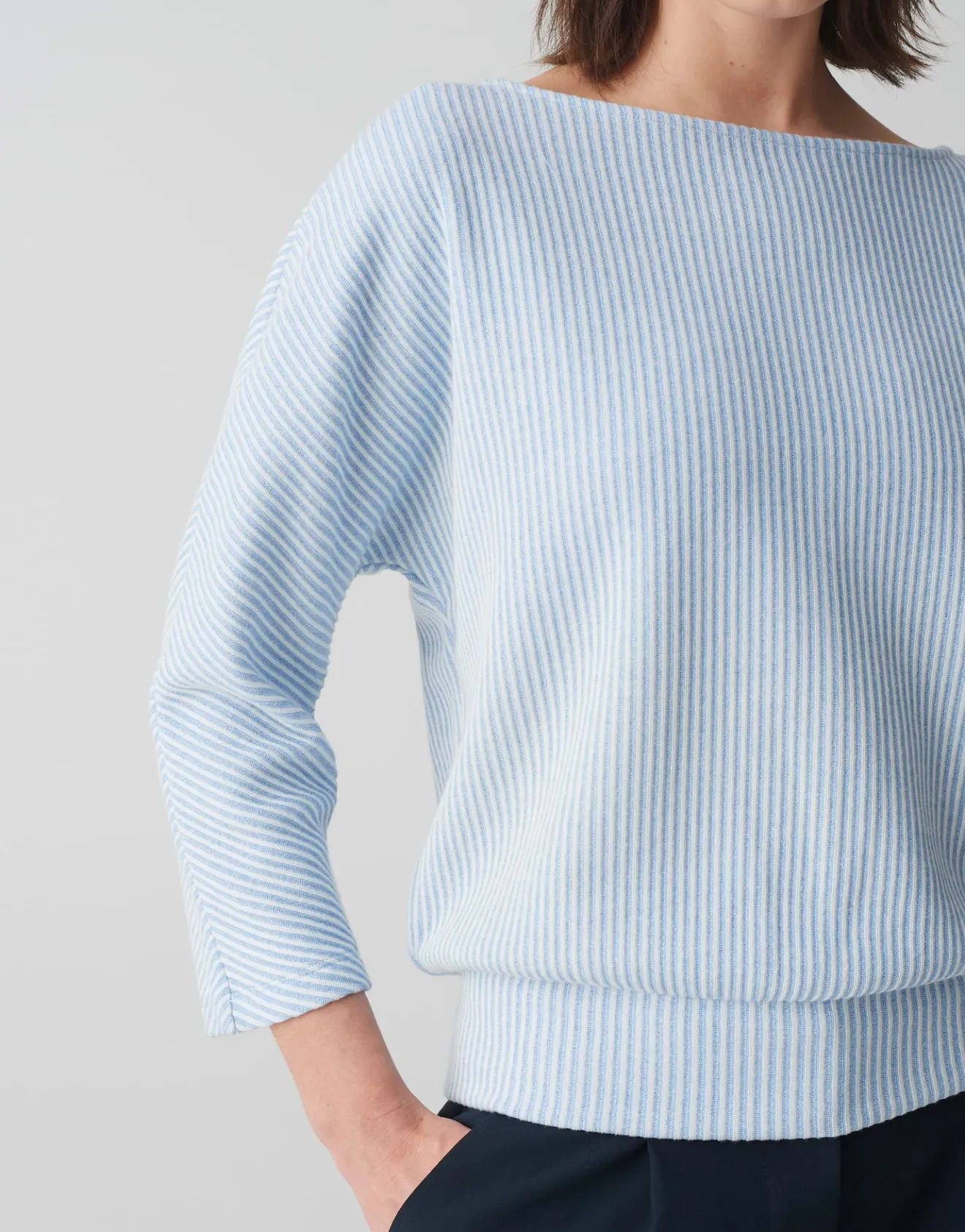 Best Sale Sweater GEIPEN Batwing Fit mit zweifarbiger Struktur Sweat