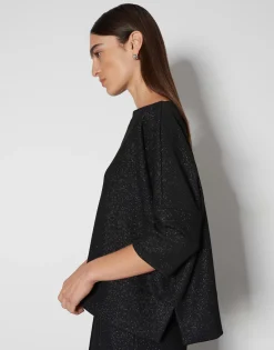 Hot Sweater USHINY DETAIL Loose mit Glitzer Effekt Sweat