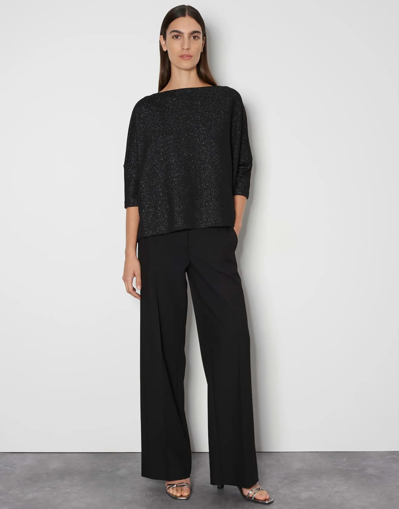 Hot Sweater USHINY DETAIL Loose mit Glitzer Effekt Sweat