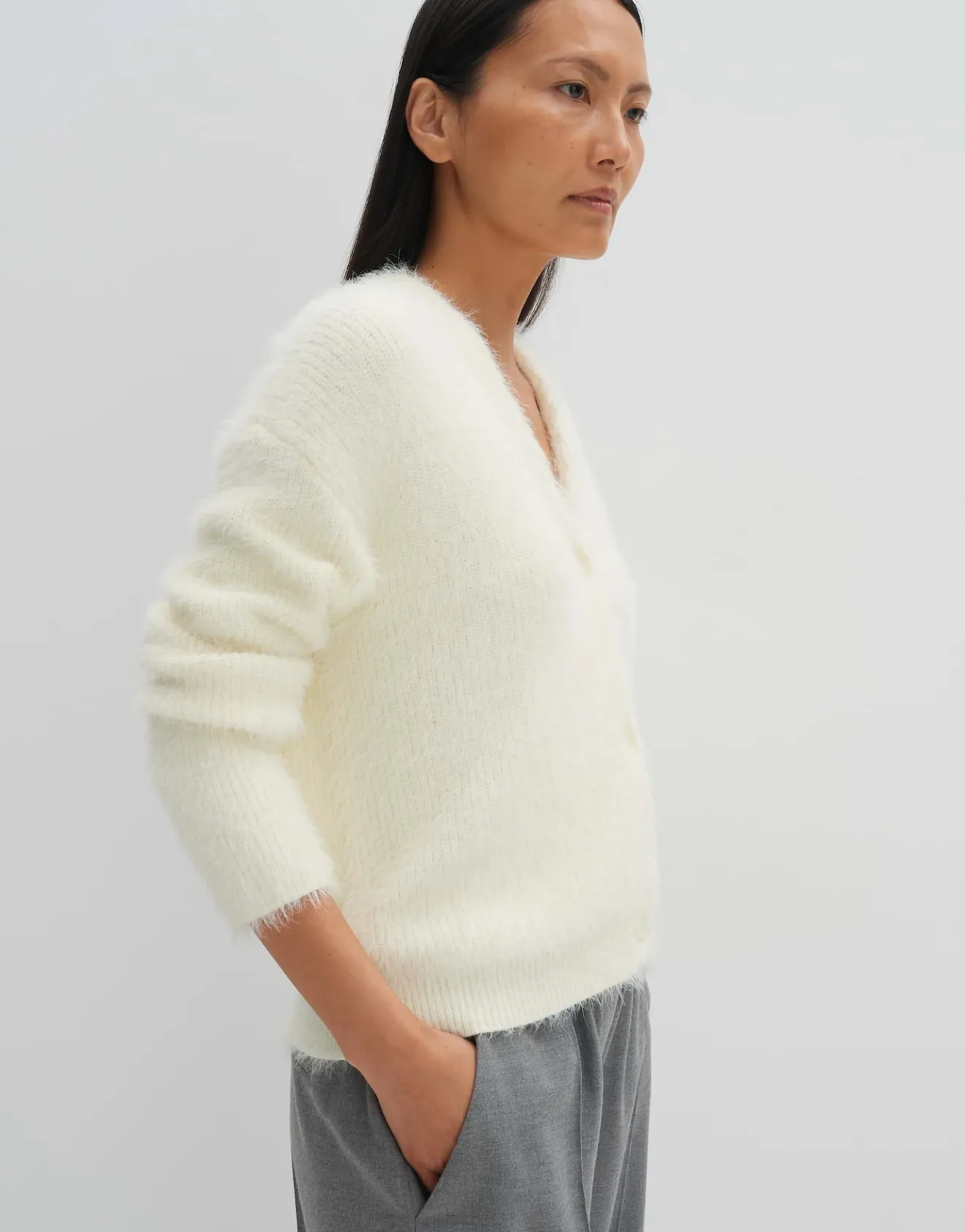 Fashion Weiche Strickjacke TANNAH Loose in Fake Fur Optik Strick