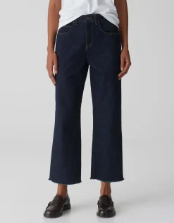 Sale Wide Cropped Jeans MOMITO Mid Rise mit Fransen Jeans