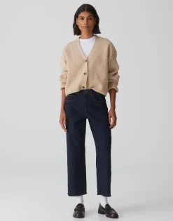 Sale Wide Cropped Jeans MOMITO Mid Rise mit Fransen Jeans